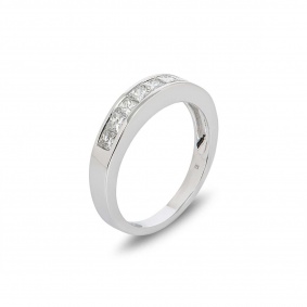 White Gold Princess Cut Diamond Half Eternity Ring 0.74ct